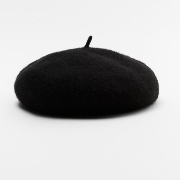 ZARA BLACK 100% WOOL BERET